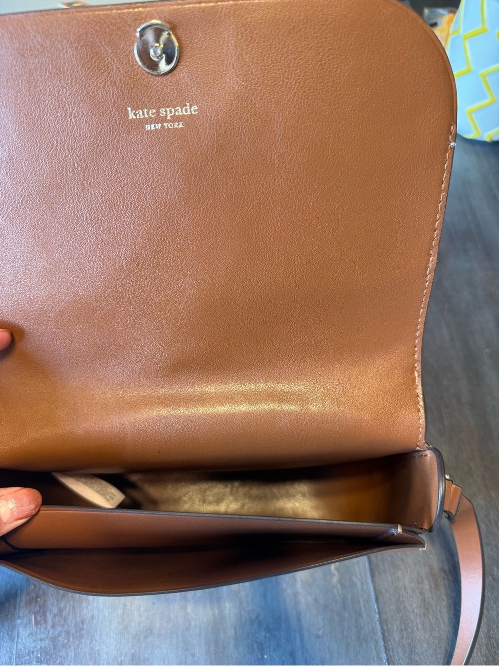 kate spade Colorblock Leather & Suede Crossbody in Mustard, Cream & Tan - Picture 5 of 5